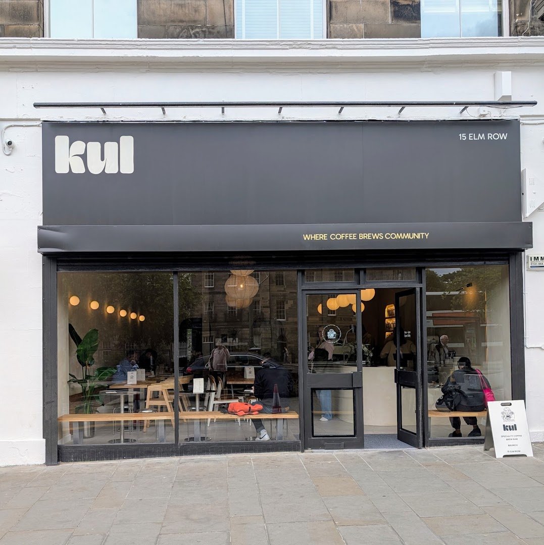 Storefront of KUL COFFEE, specialty coffee shop in Edinburgh