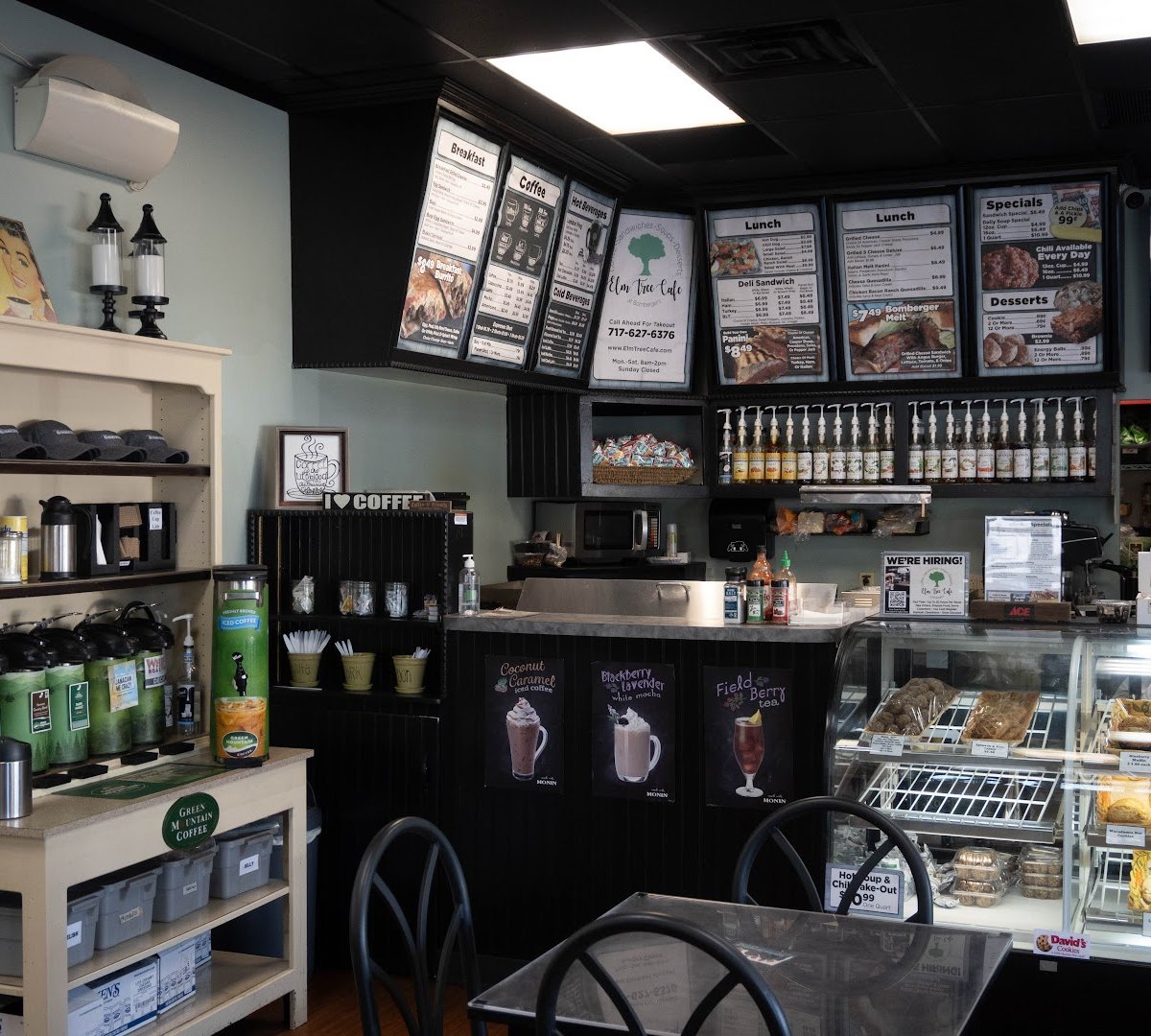 Interior of Elm Tree Cafe at Bomberger's, specialty coffee shop in Lancaster