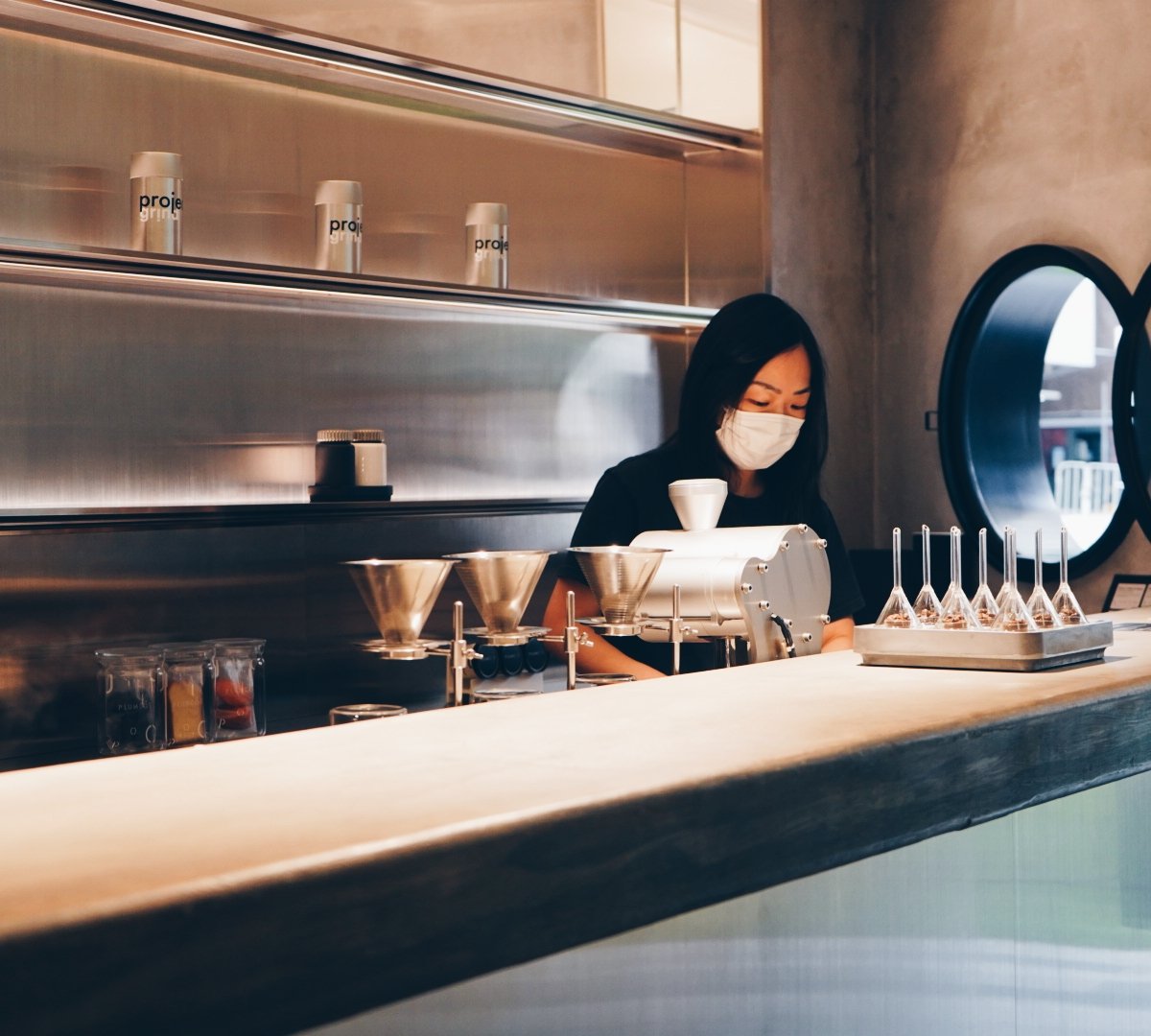 Interior of project c, specialty coffee shop in Hong Kong