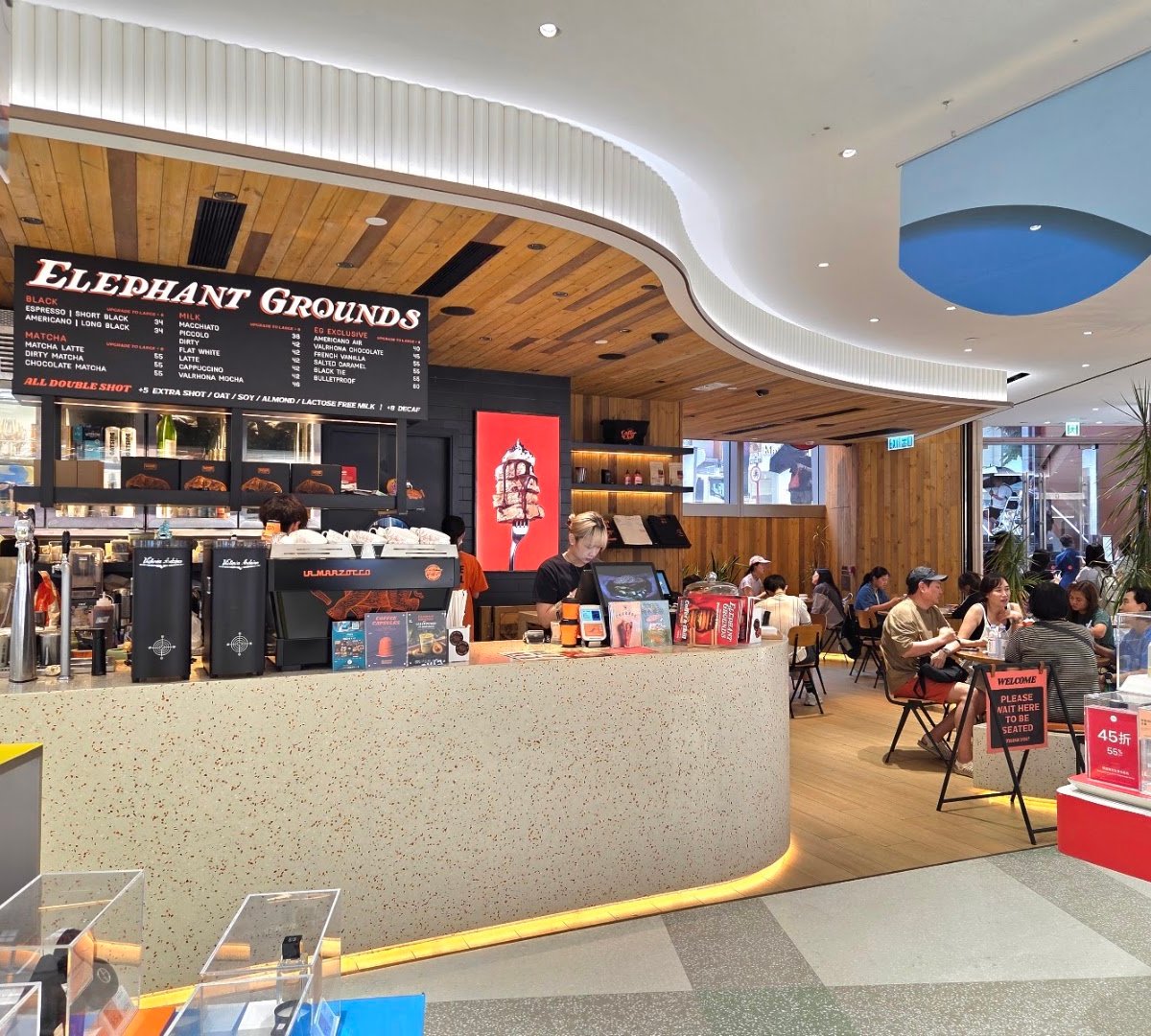 Interior of Elephant Grounds, specialty coffee shop in Hong Kong