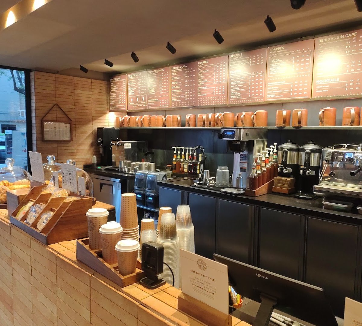 Interior of Tierra Garat Florencia, specialty coffee shop in Mexico City