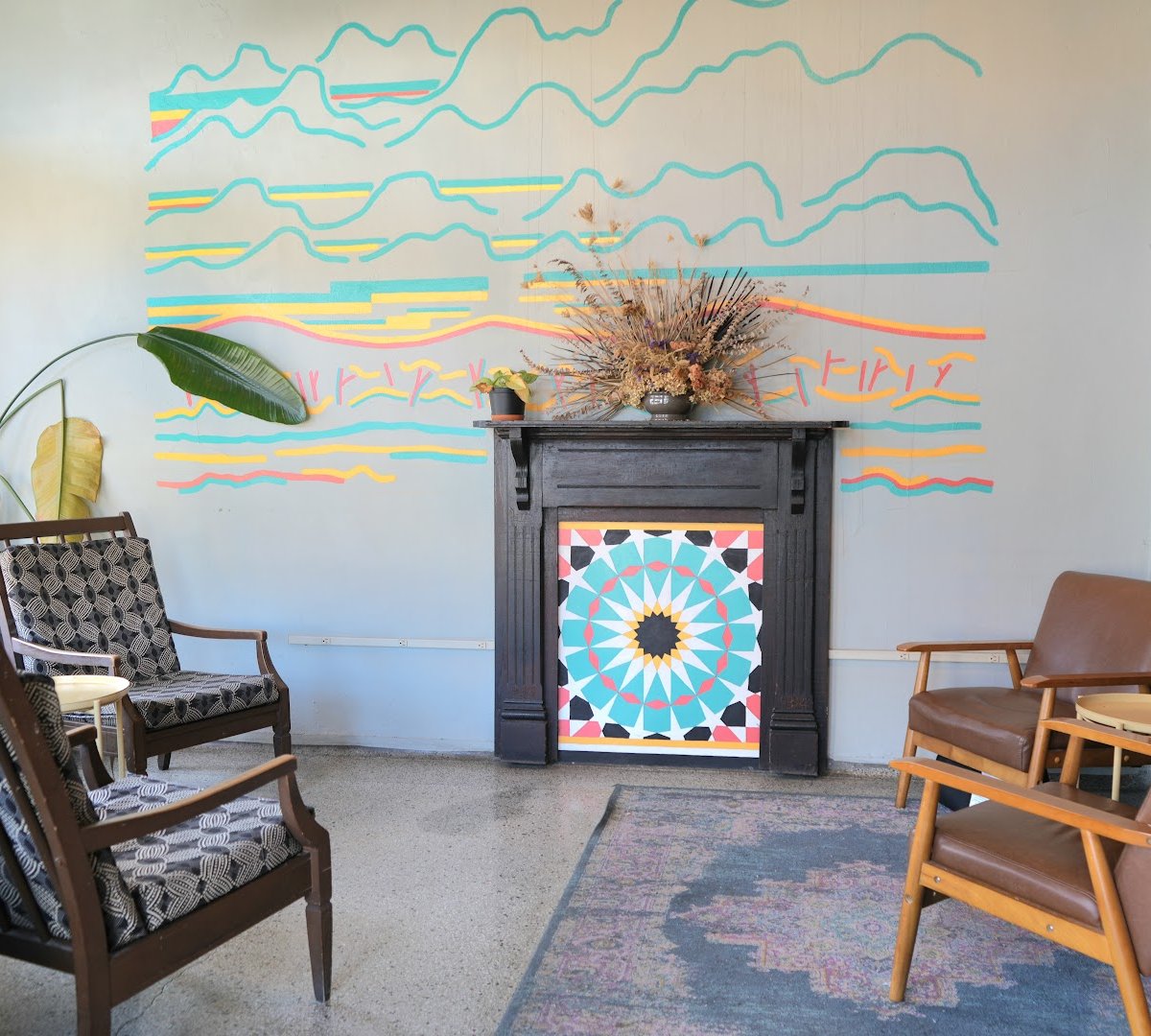 Interior of Calvin Fletcher's Coffee Company, specialty coffee shop in Indianapolis