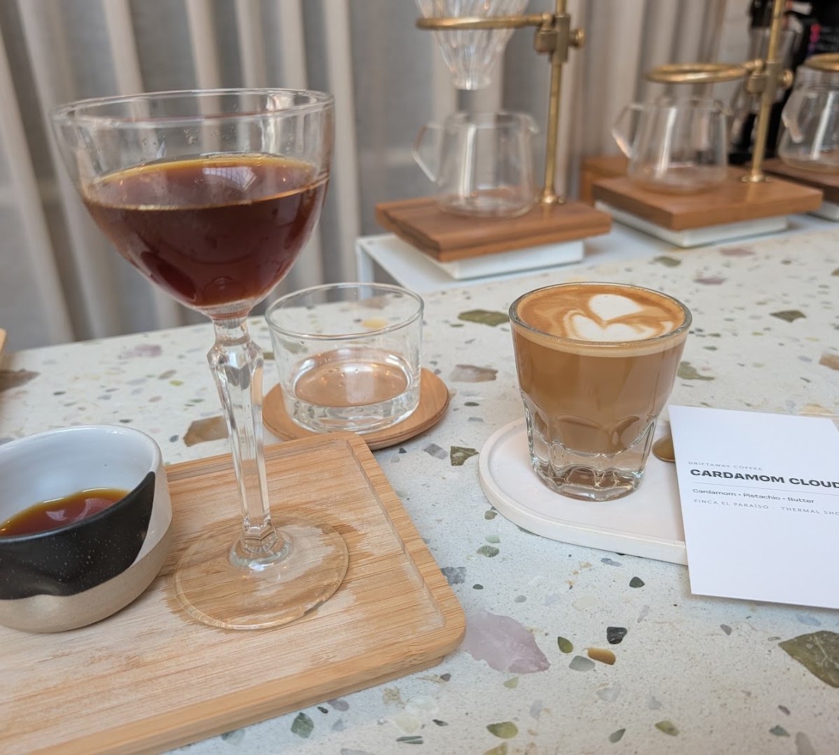Coffee at Driftaway Coffee, specialty coffee shop in New York