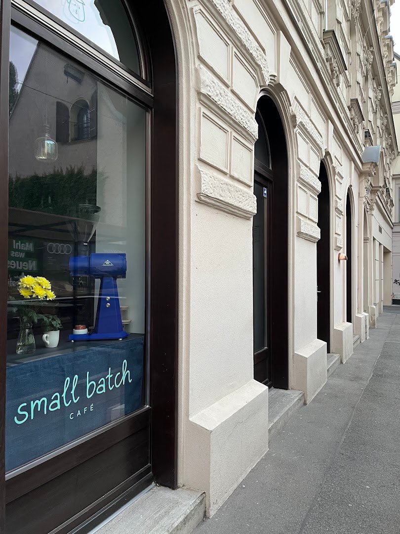Storefront of small batch, specialty coffee shop in Vienna