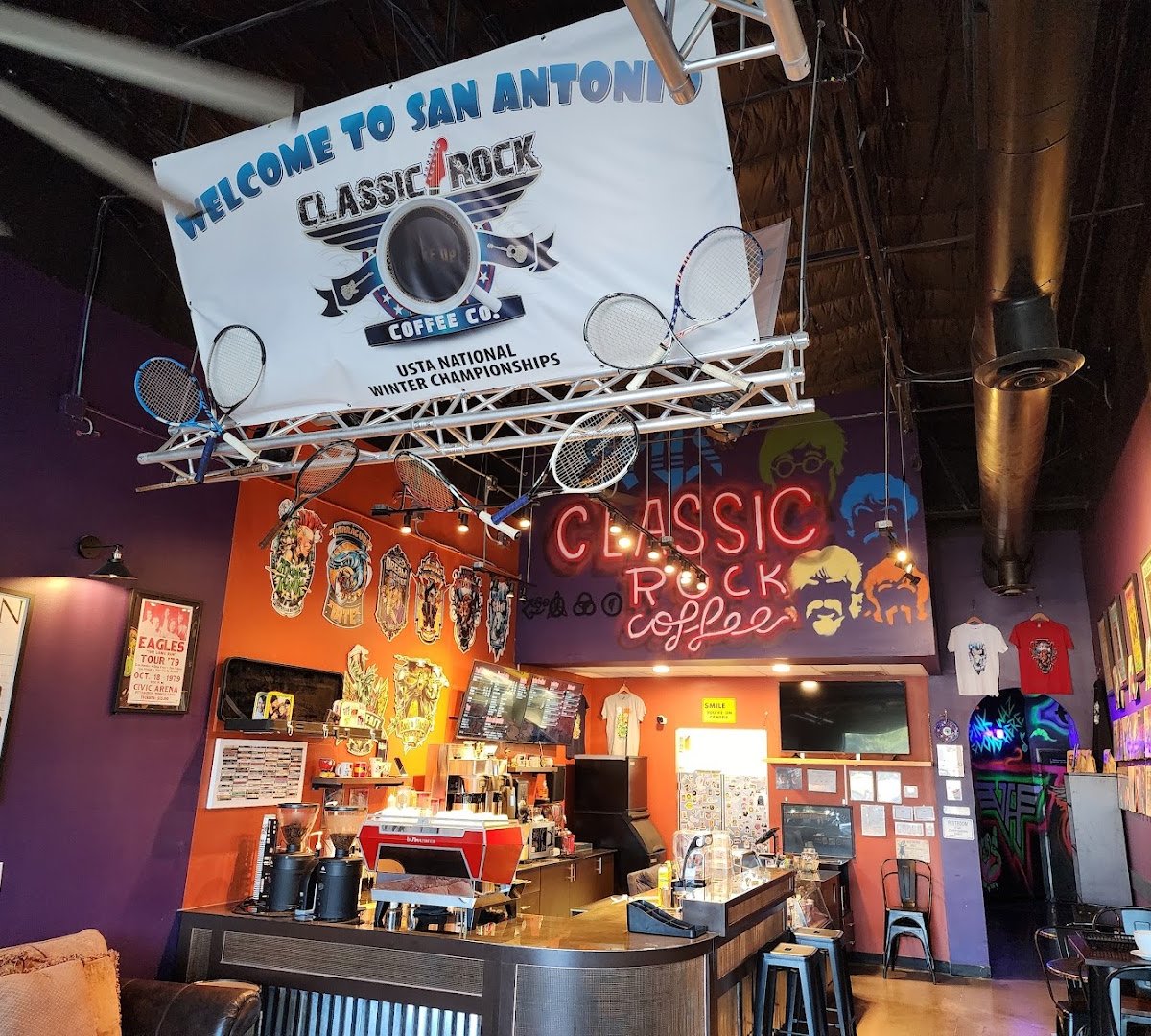 Interior of Classic Rock Coffee San Antonio, specialty coffee shop in San Antonio