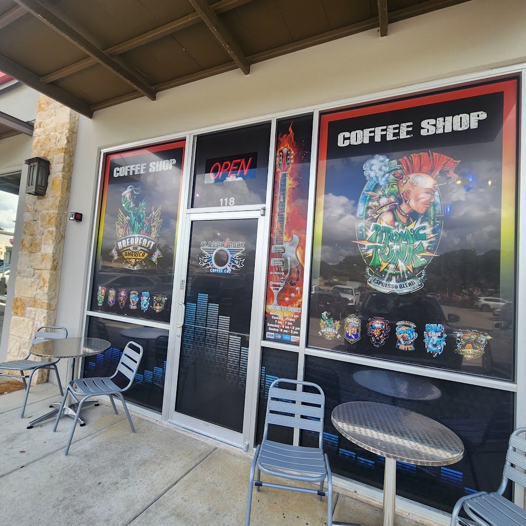 Storefront of Classic Rock Coffee San Antonio, specialty coffee shop in San Antonio