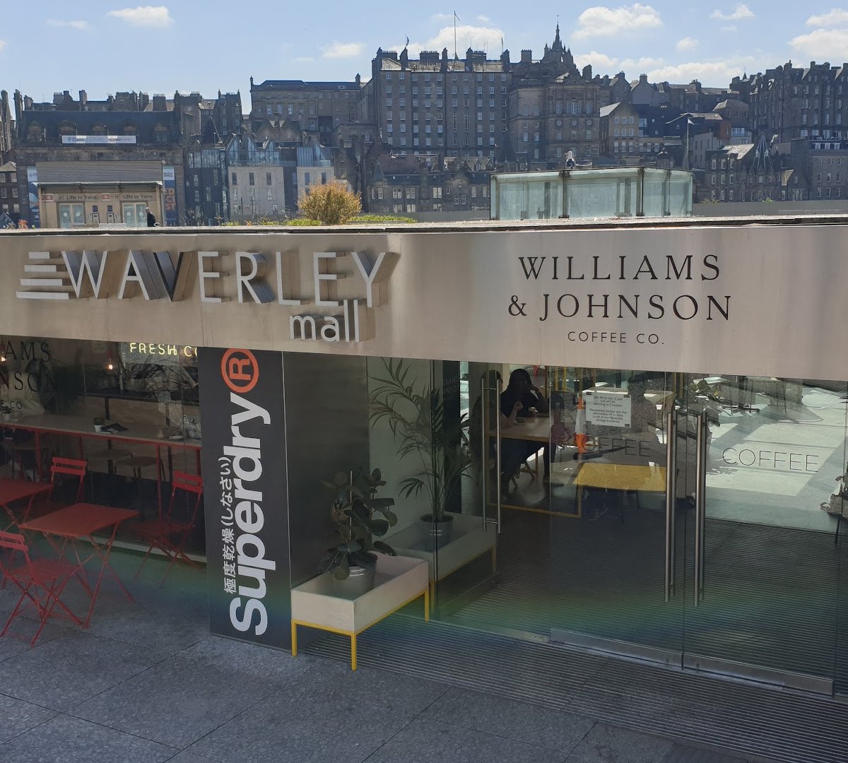 Storefront of Williams & Johnson Coffee Co., specialty coffee shop in Edinburgh