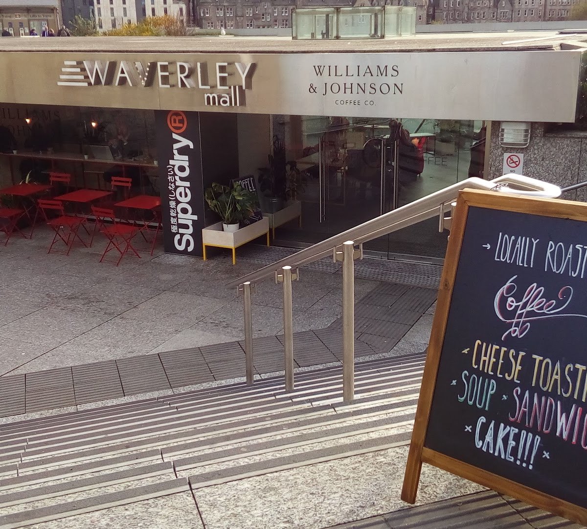 Storefront of Williams & Johnson Coffee Co., specialty coffee shop in Edinburgh