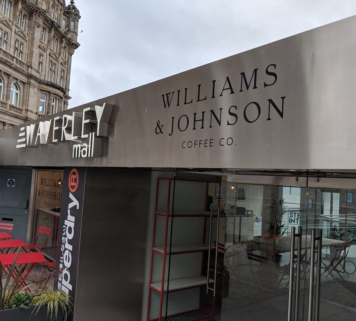 Storefront of Williams & Johnson Coffee Co., specialty coffee shop in Edinburgh