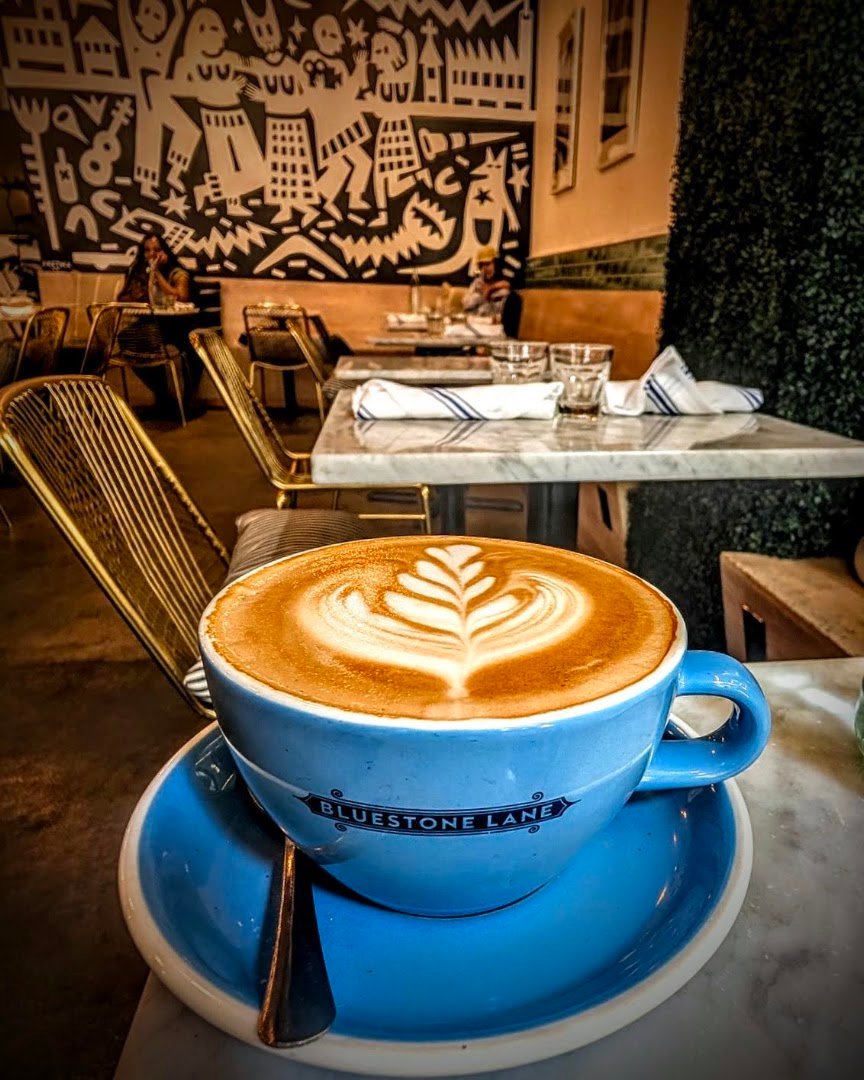 Coffee at Bluestone Lane DUMBO Café, specialty coffee shop in New York