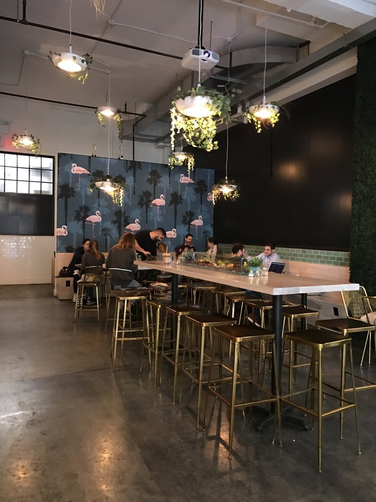 Interior of Bluestone Lane DUMBO Café, specialty coffee shop in New York
