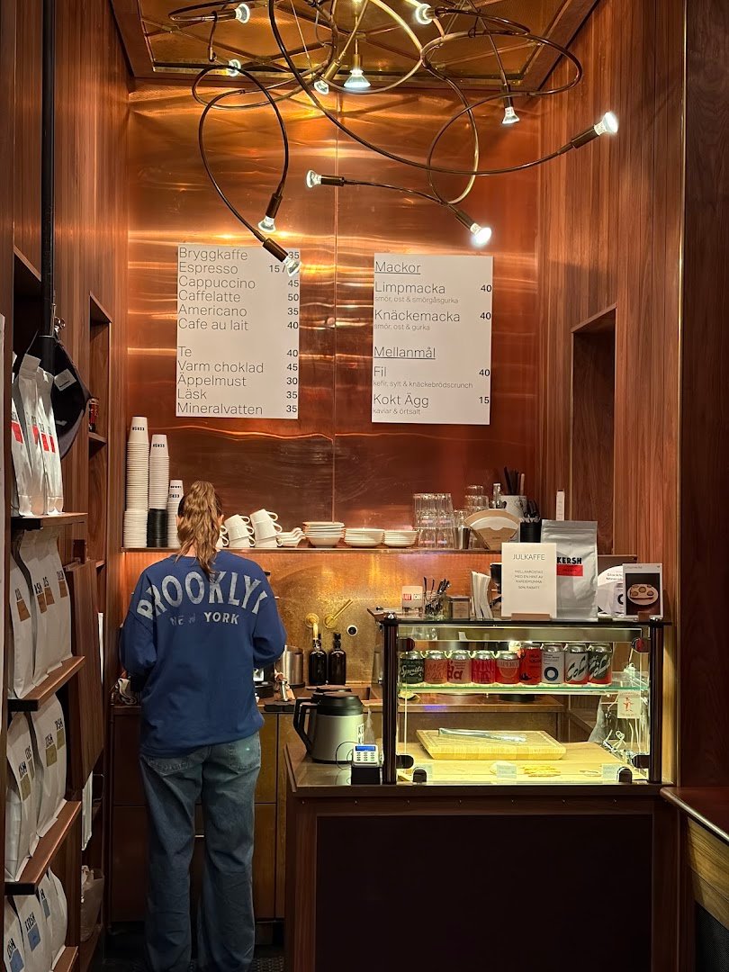 Interior of Kersh, specialty coffee shop in Stockholm