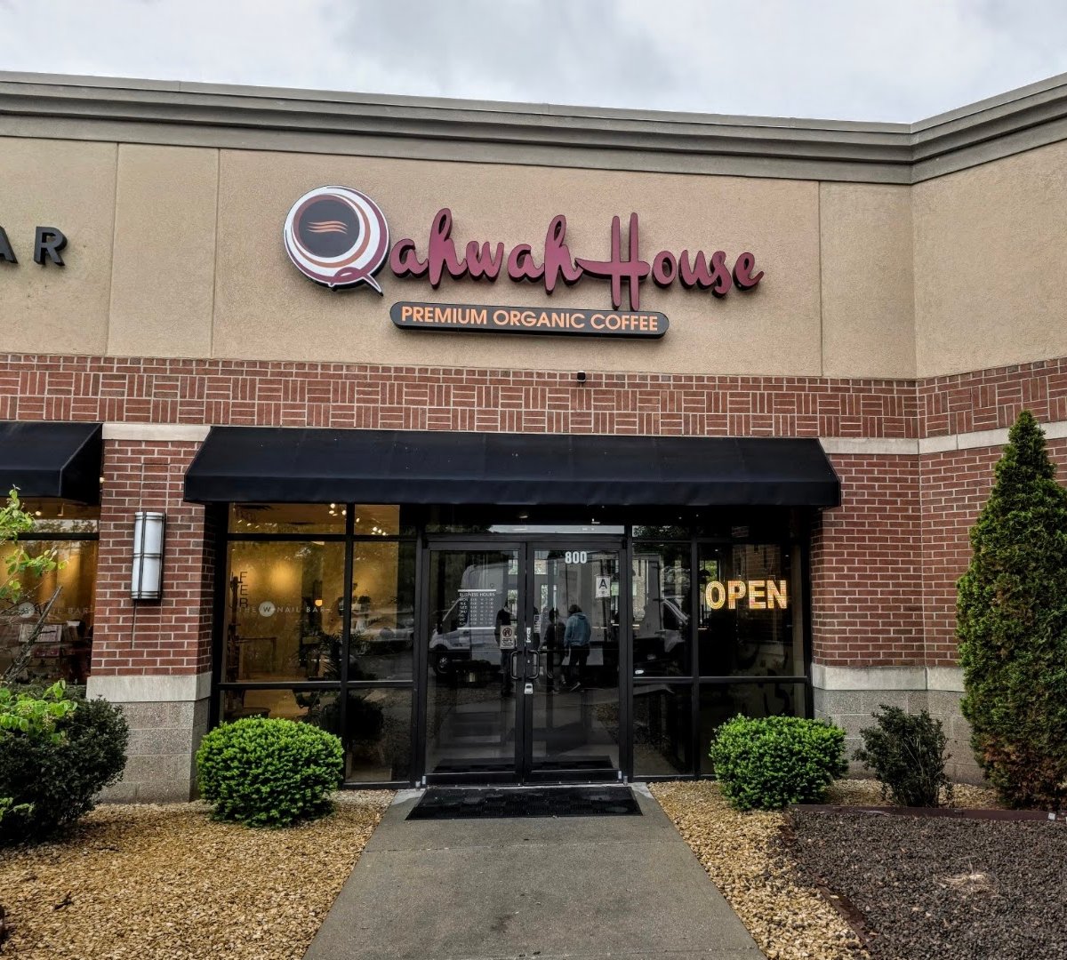 Storefront of Qahwah House, specialty coffee shop in Indianapolis