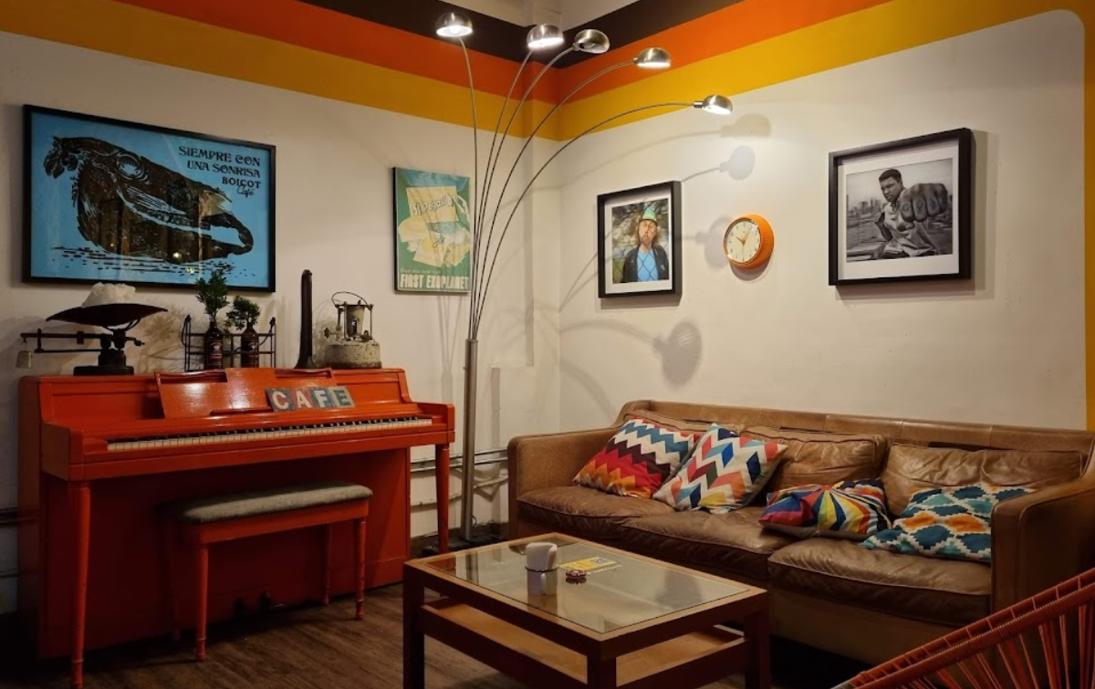 Interior of Boicot Café, specialty coffee shop in Mexico City