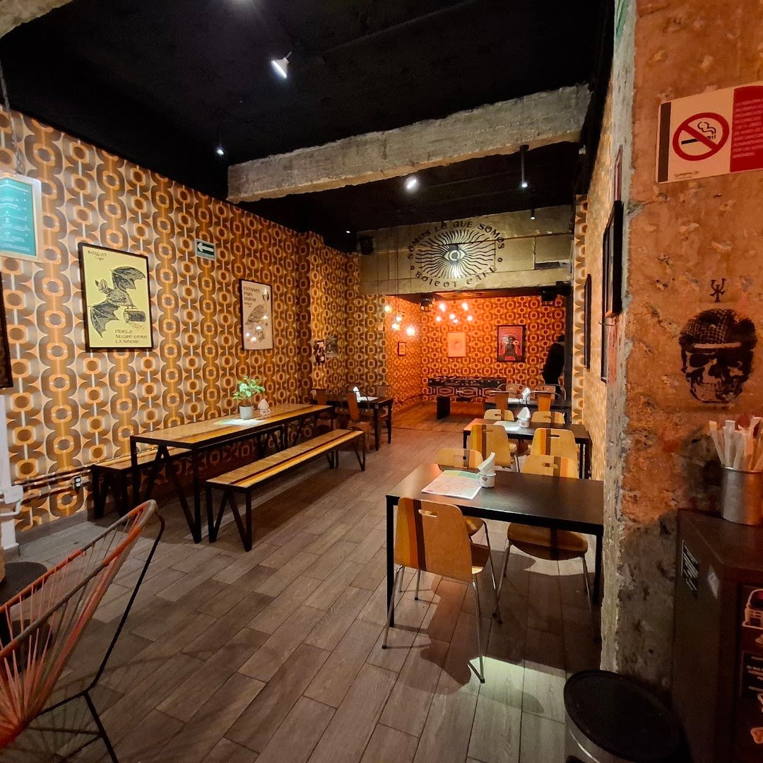 Interior of Boicot Café, specialty coffee shop in Mexico City