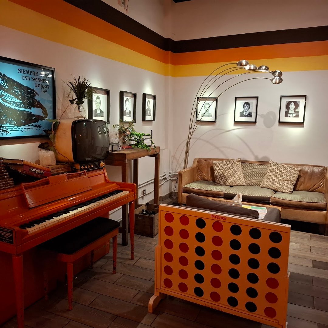 Interior of Boicot Café, specialty coffee shop in Mexico City