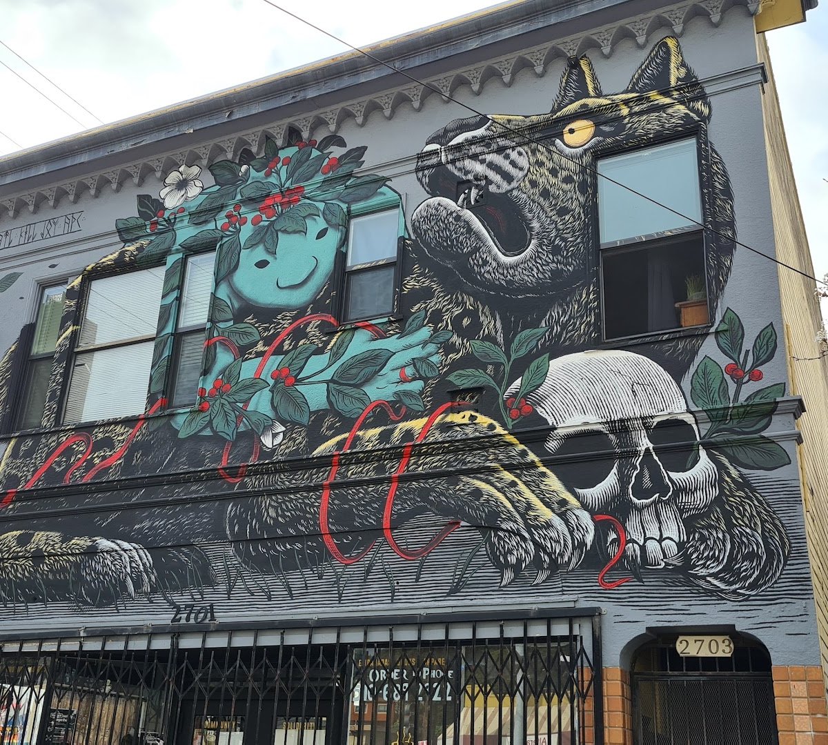 Storefront of Hasta Muerte Coffee, specialty coffee shop in Oakland