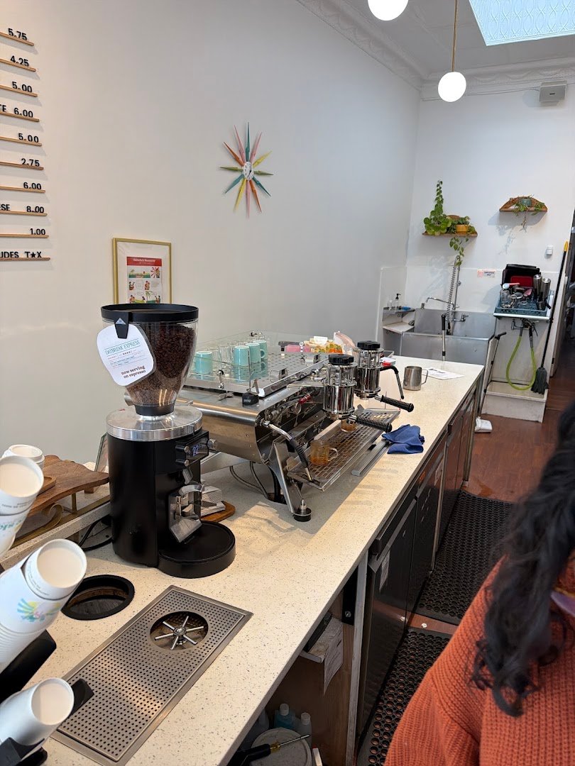 Interior of Orange Sky Coffee Roasters, specialty coffee shop in Newark
