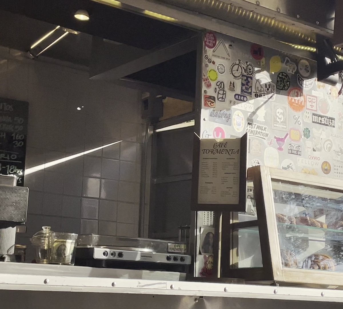 Interior of Café Tormenta, specialty coffee shop in Mexico City