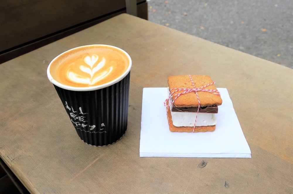 Coffee at Laughing Man Cafe, specialty coffee shop in New York