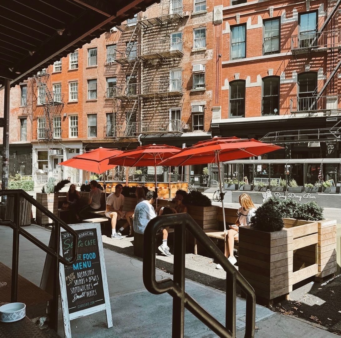 Storefront of Laughing Man Cafe, specialty coffee shop in New York