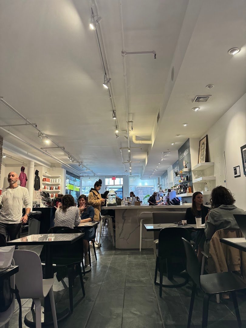 Interior of Laughing Man Cafe, specialty coffee shop in New York