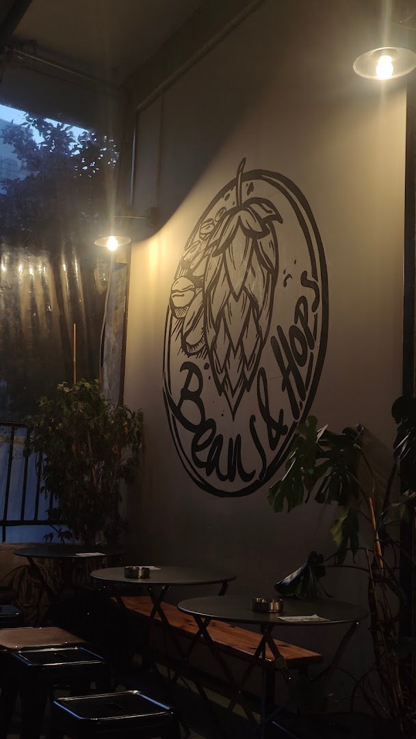 Interior of Beans & Hops, specialty coffee shop in Athens
