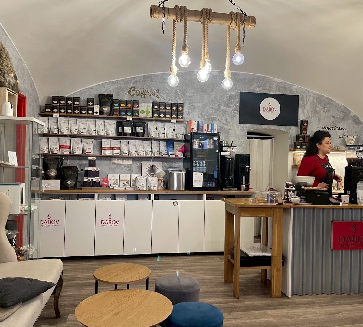 Interior of Dabov Specialty Coffee Prague 1, specialty coffee shop in Prague