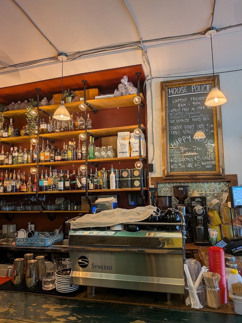 Interior of Voodoo Child Cocktail & Espresso Bar, specialty coffee shop in Toronto