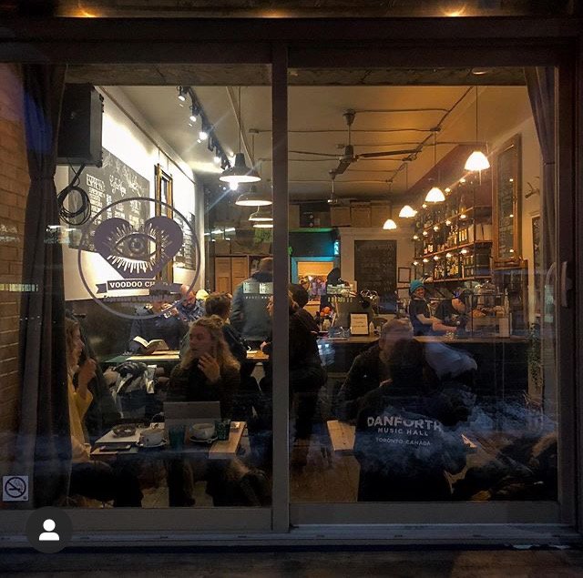 Interior of Voodoo Child Cocktail & Espresso Bar, specialty coffee shop in Toronto