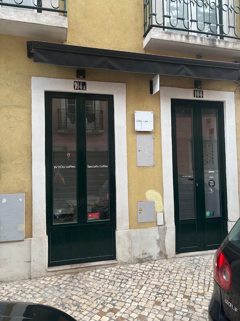 Storefront of W You Coffee, specialty coffee shop in Lisbon