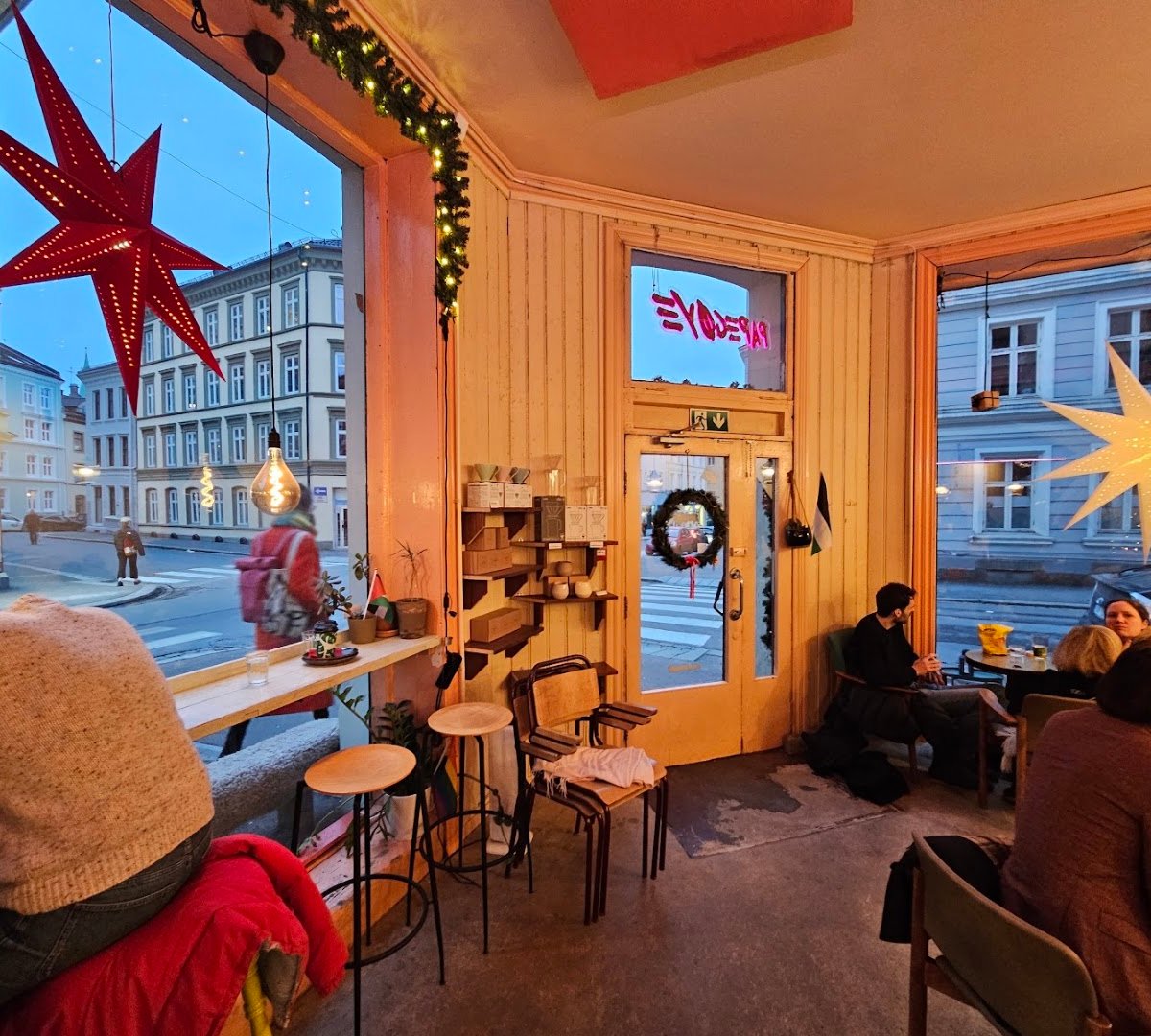 Interior of Papegøye, specialty coffee shop in Oslo