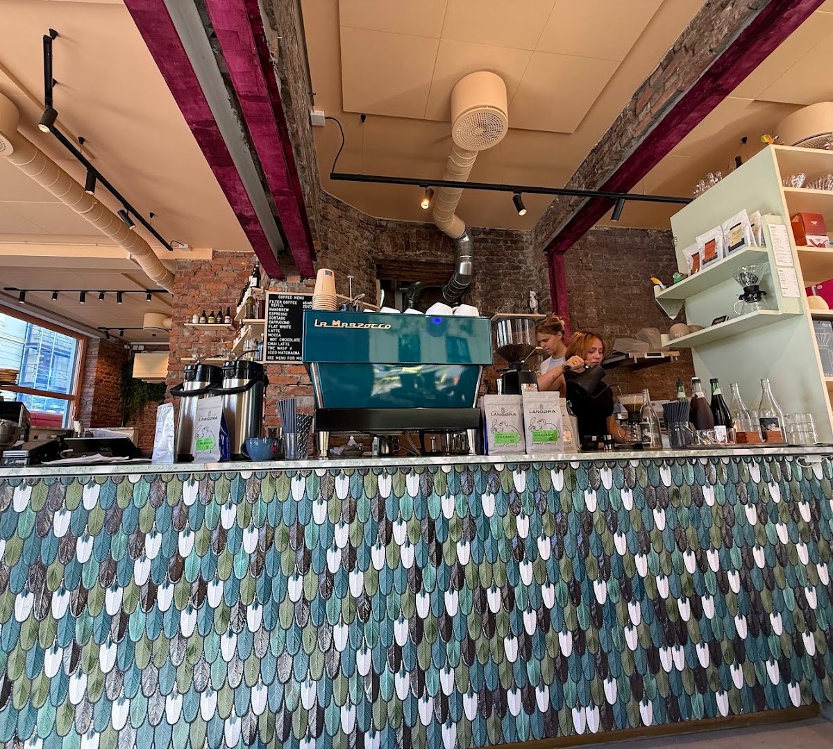 Interior of Papegøye, specialty coffee shop in Oslo