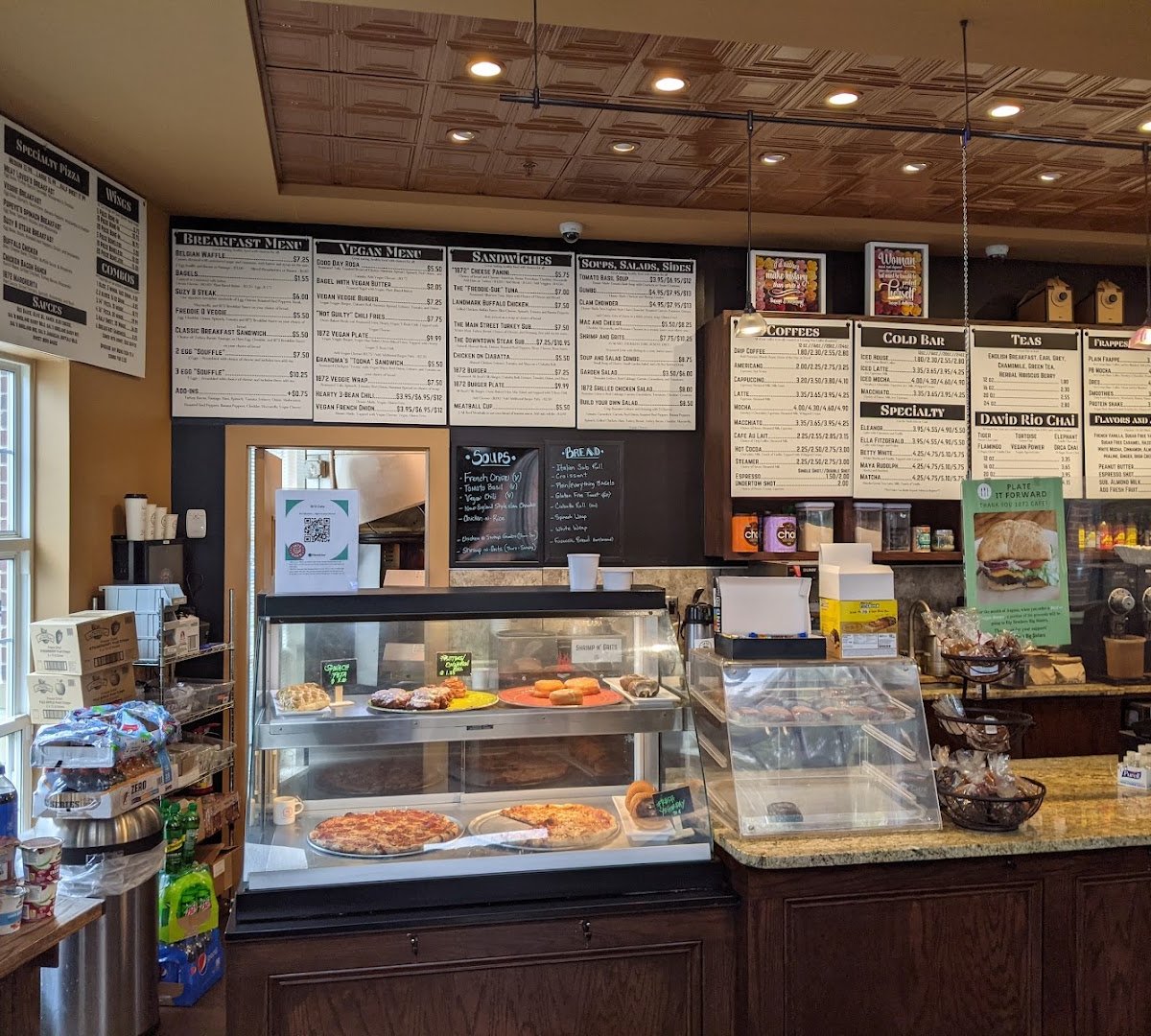 Interior of 1872 Cafe, specialty coffee shop in Rochester