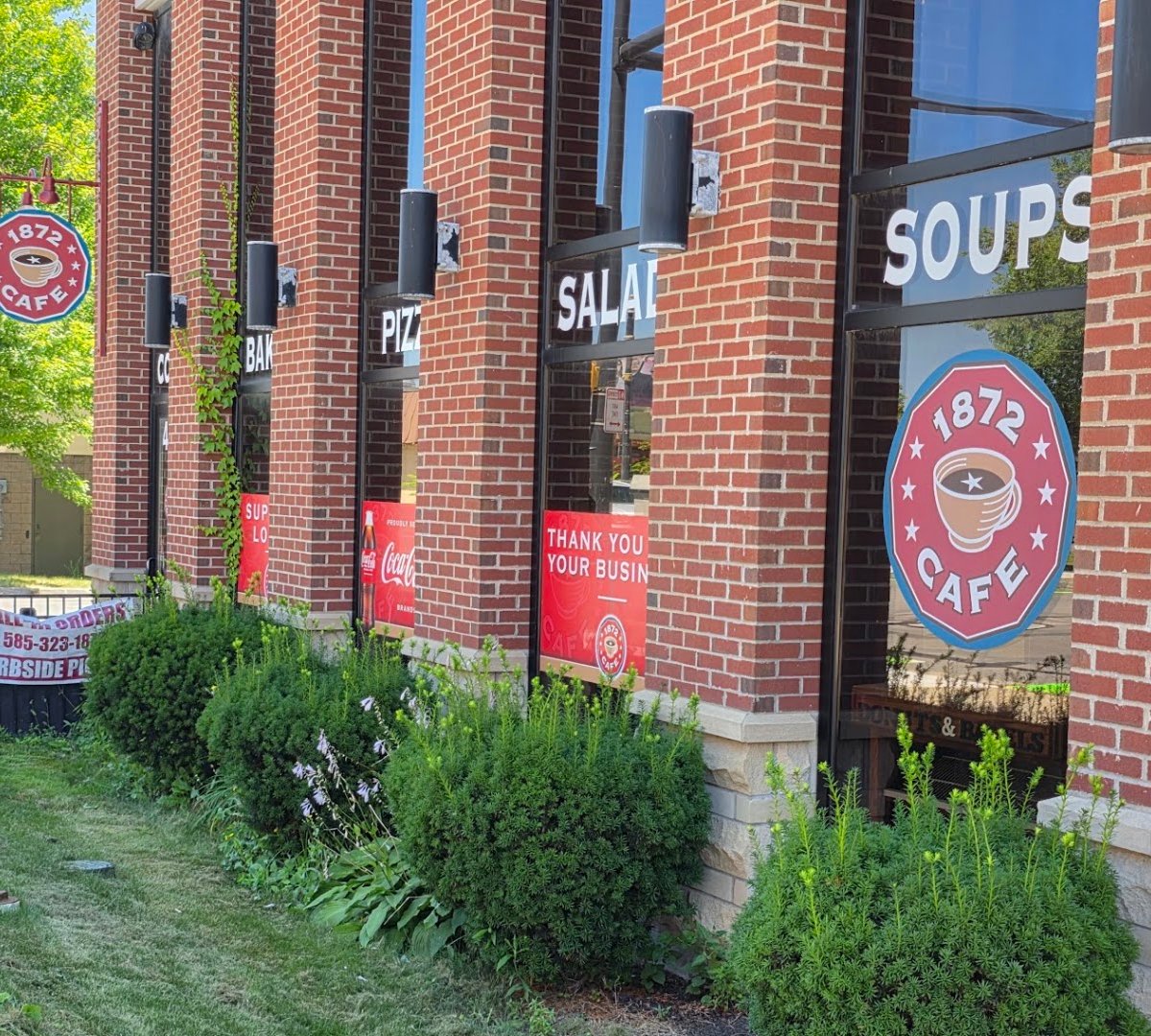 Storefront of 1872 Cafe, specialty coffee shop in Rochester