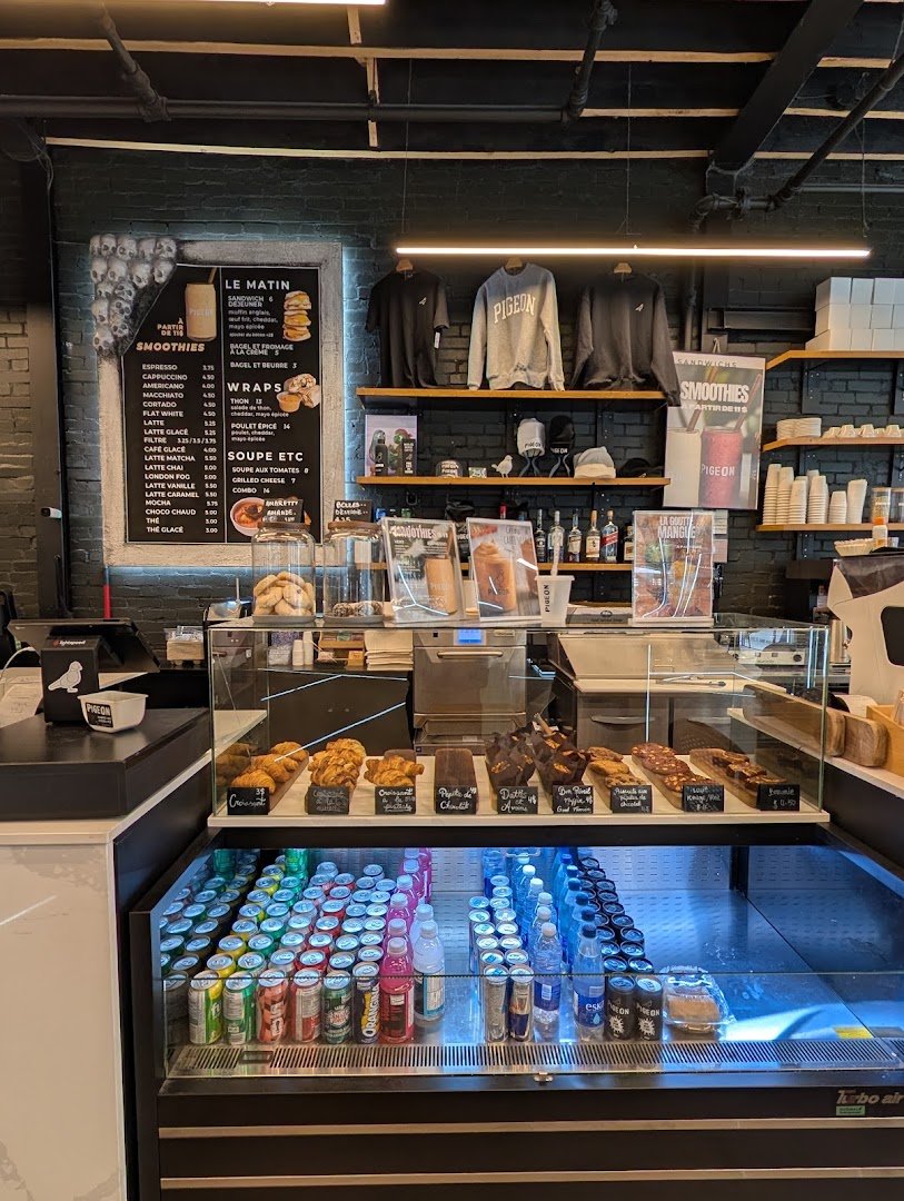 Interior of Pigeon Café, specialty coffee shop in Montreal