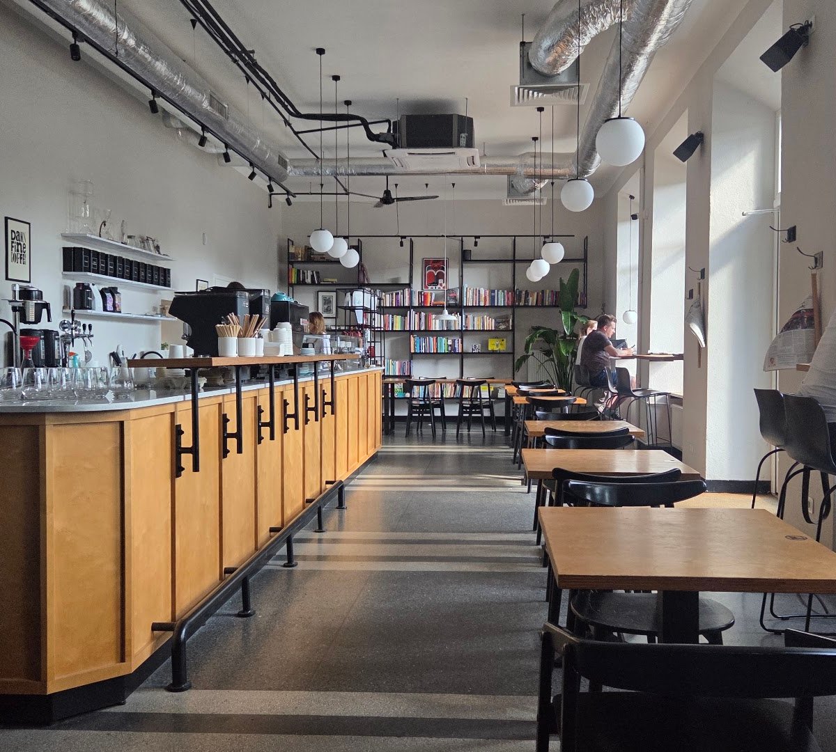 Interior of Kawiarnia Czytelnia, specialty coffee shop in Warsaw