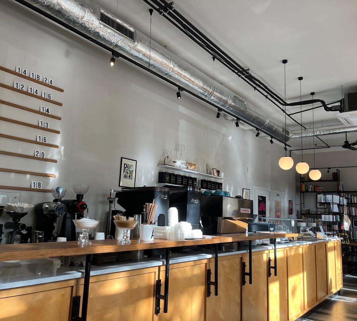 Interior of Kawiarnia Czytelnia, specialty coffee shop in Warsaw