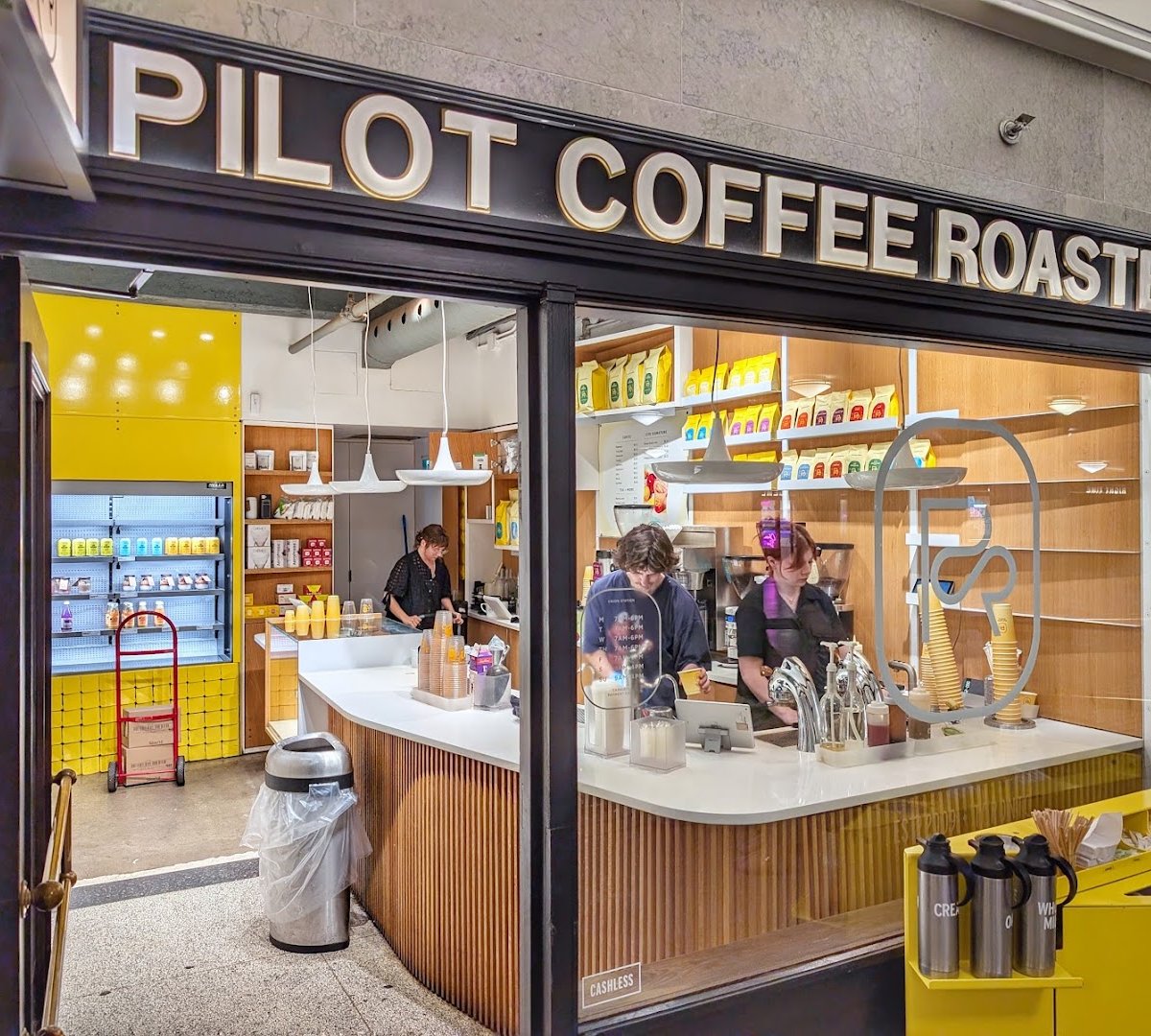 Storefront of Pilot Coffee Roasters, specialty coffee shop in Toronto