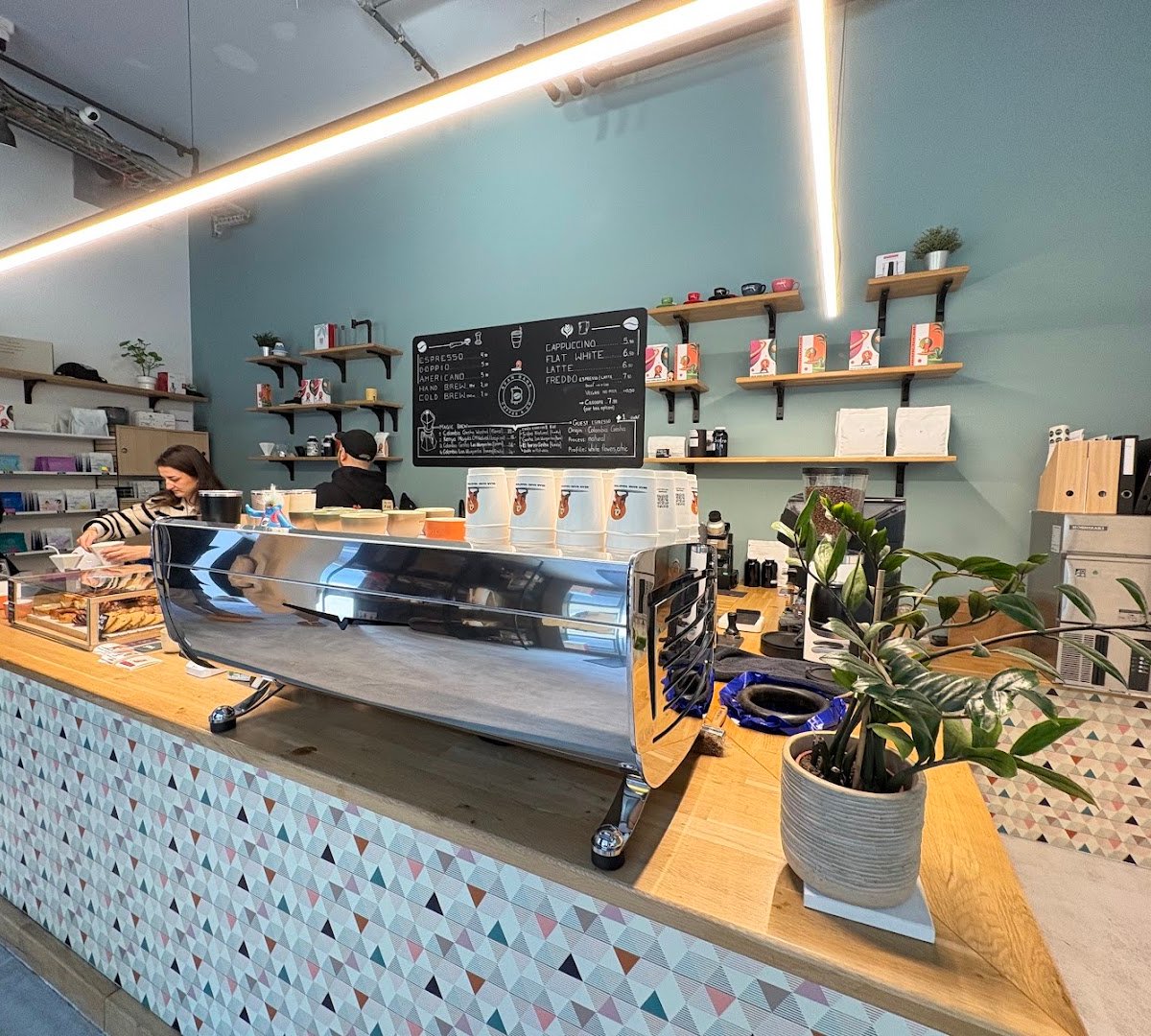 Interior of Bean Bank Coffee & CO, specialty coffee shop in Zurich