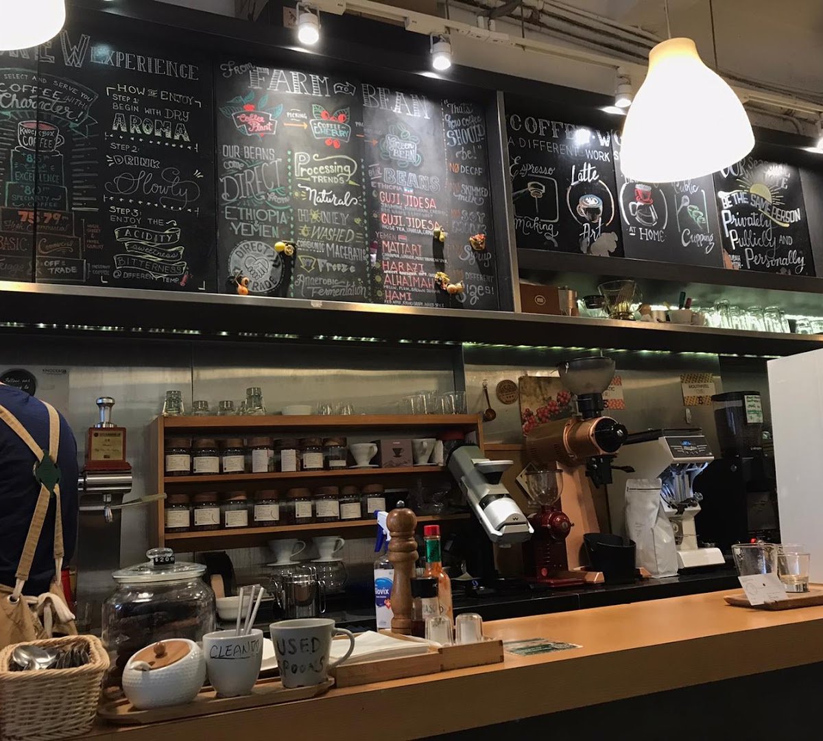 Interior of Knockbox Coffee Company, specialty coffee shop in Hong Kong