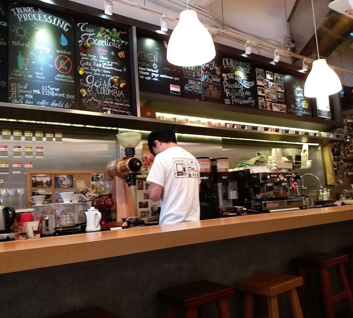 Interior of Knockbox Coffee Company, specialty coffee shop in Hong Kong