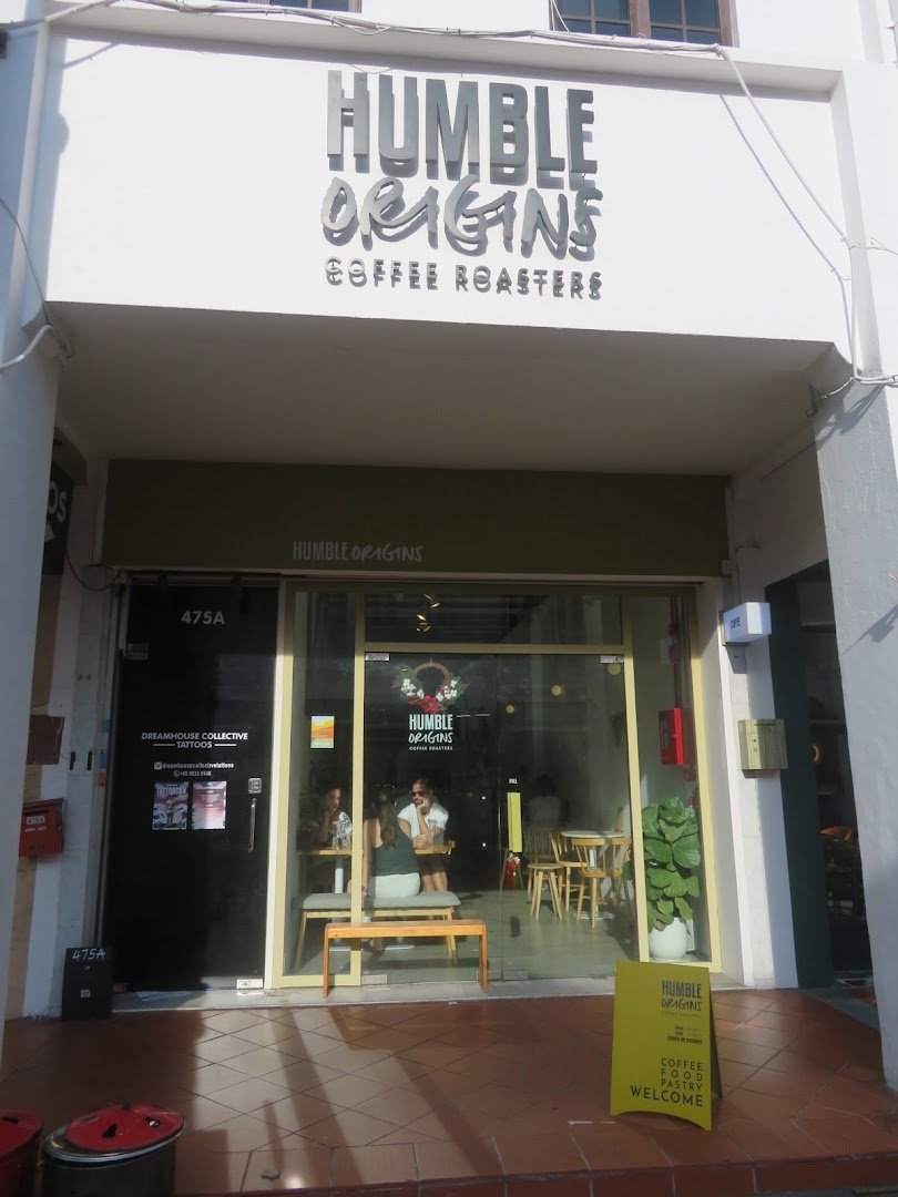 Storefront of Humble Origins Coffee Roasters, specialty coffee shop in Singapore