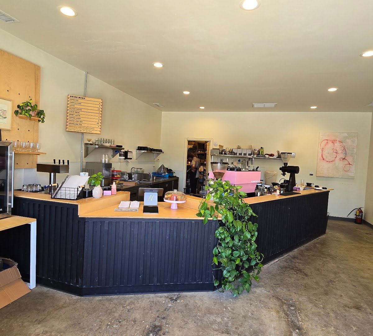 Interior of Necessity Coffee, specialty coffee shop in San Diego