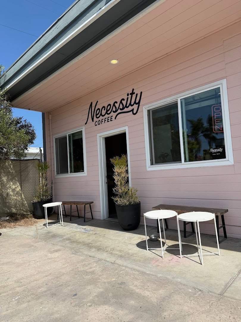 Storefront of Necessity Coffee, specialty coffee shop in San Diego