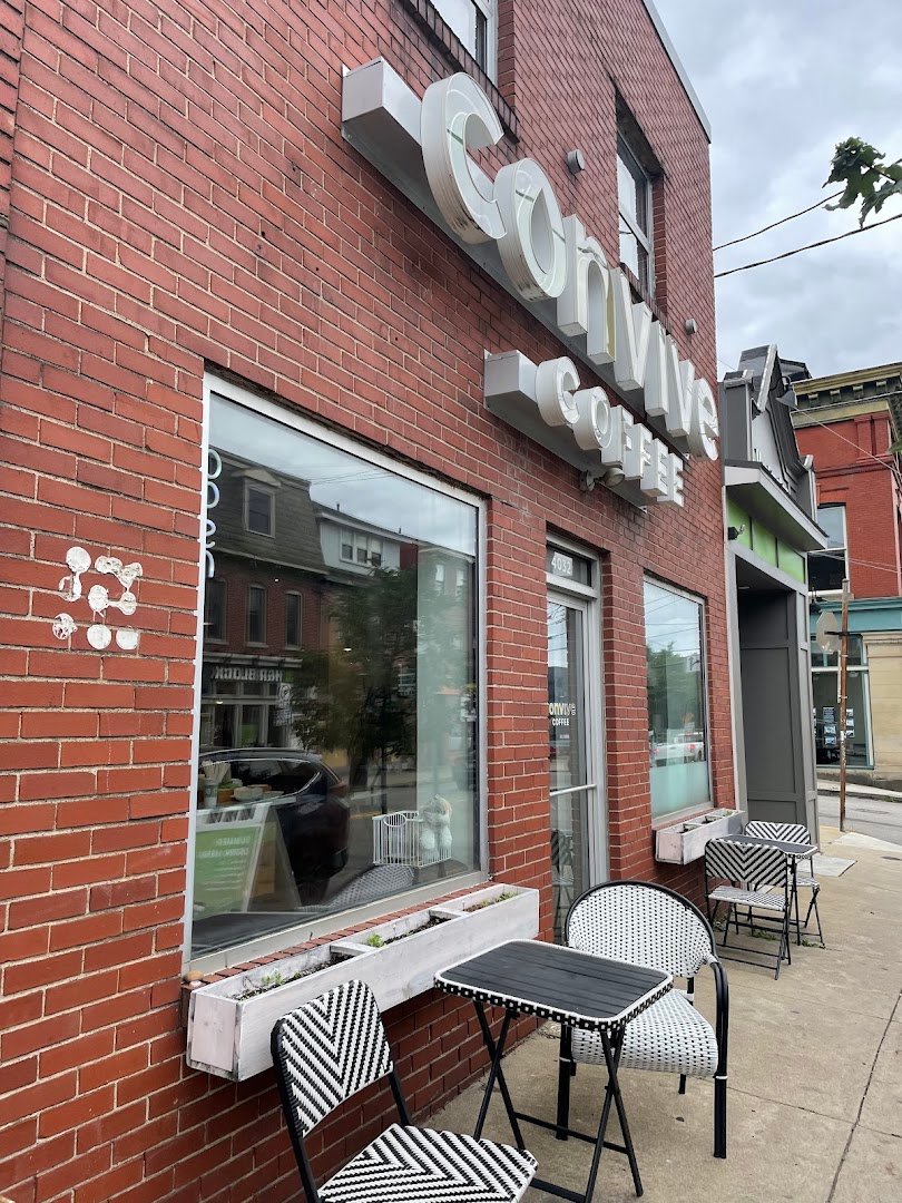 Storefront of convive coffee roastery, specialty coffee shop in Pittsburgh