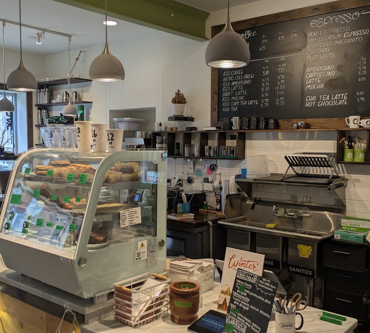 Interior of convive coffee roastery, specialty coffee shop in Pittsburgh