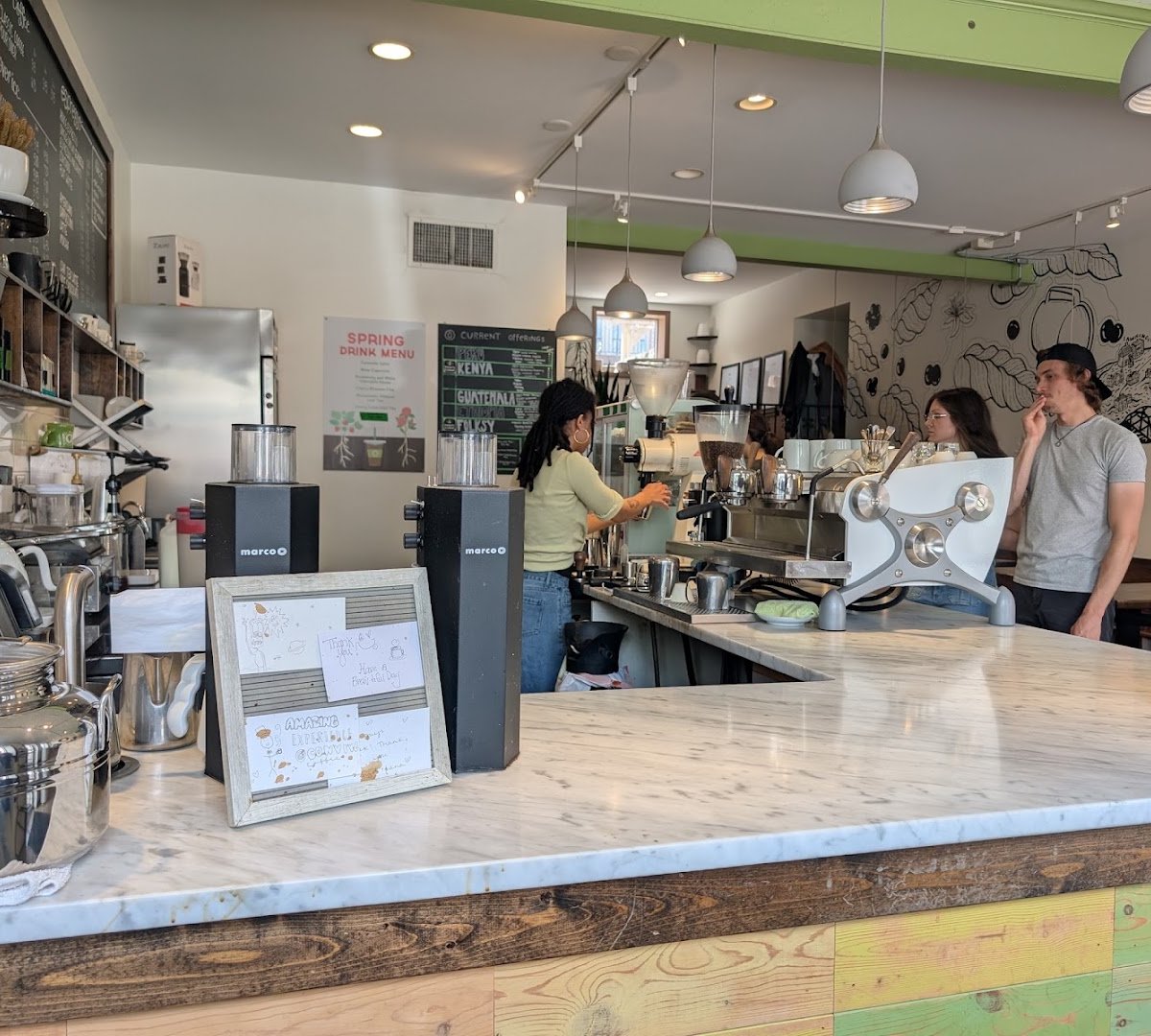 Interior of convive coffee roastery, specialty coffee shop in Pittsburgh