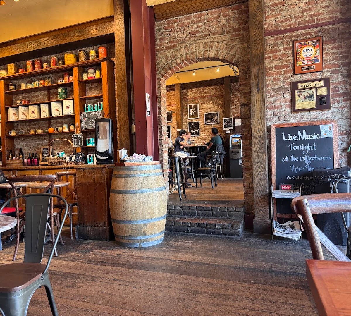 Interior of Los Gatos Coffee Roasting Company, specialty coffee shop in San Jose