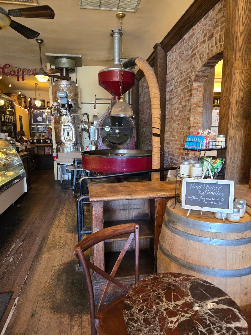 Interior of Los Gatos Coffee Roasting Company, specialty coffee shop in San Jose